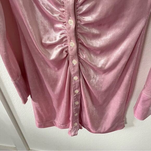 Free People Women's XS Shayla Velvet Ruched Mini Dress. - Picture 6 of 11